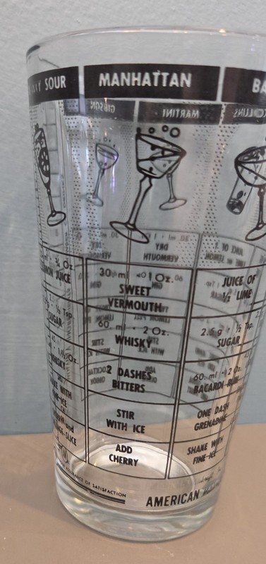 Vintage Libbey Drink Recipe Drinking Glass Tom Collins
