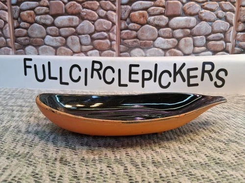 Vintage McCoy Pottery Candy Dish Black/Orange with Pattern Retro USA