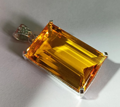 140 Ct Certified Natural Yellow Topaz 925 Solid Silver Pendant Loose Gemstone