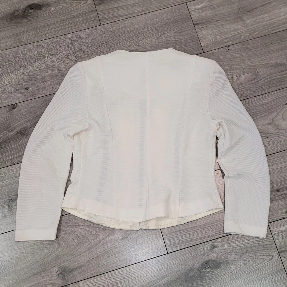 Jessica Howard Vintage 90s White And Black Faux Corset Jacket Top Size 12 - Image 4 of 4