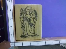  Angel Violet swag and flower wings Religious rubber stamps 26N