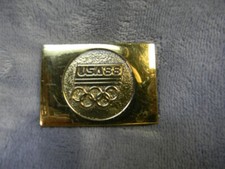 1988 2.0 INCH SOLID BRASS OLYMPIC BELT BUCKLE BY BTS-MADE IN U.S.A.
