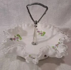 Fenton vtg hand painted "Violets in the Snow" artist signed candy dish