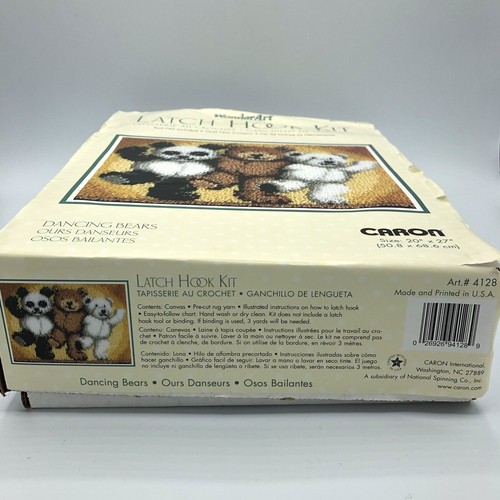CARON WonderArt Latch Hook Kit Vintage - 20'" x 27" Dancing Bears #4128 - Picture 5 of 11