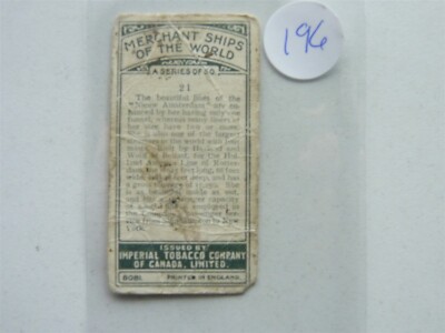 Merchant Ships World Imperial Tobacco Card 1924 RMS NIEUW AMSTERDAM NO196