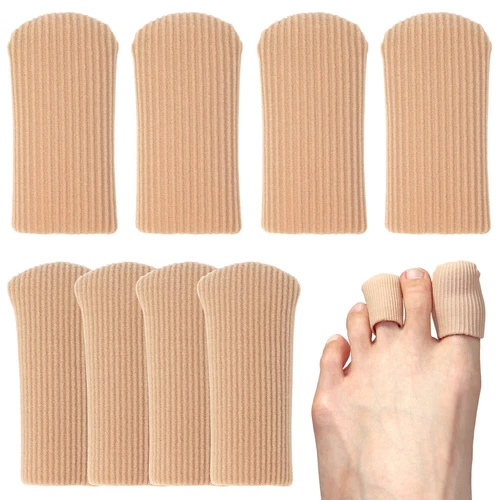 6x Toe Caps Closed Toe & Finger Fabric Sleeve Protectors Gel Lining Corn Callus - Picture 1 of 9