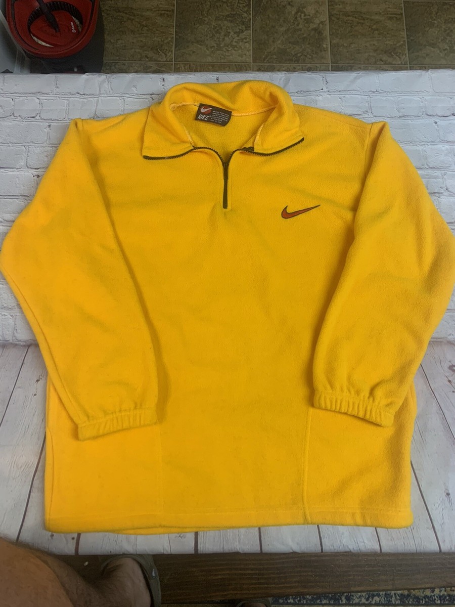 トップス 90s Y's for men fleece mocneck VTG Nike 1/4 Zip Fleece Men's Large Pullover USA Made Yellow