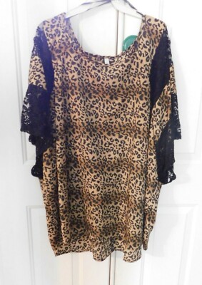 YUMMY PLUS Women's Brown Animal Print Blouse