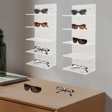 Wall Mounted 5 Tiers Clear Acrylic Sunglasses Holder Rack Storage Organizer