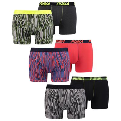 PUMA Herren Boxershorts Basic Boxer Digital Print Logo Bund Muster 2er Pack