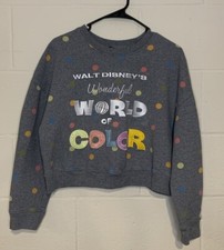 DISNEY 100 WONDERFUL WORLD OF COLOR WOMEN  S SWEATSHIRT L CROPPED POLKA DOT