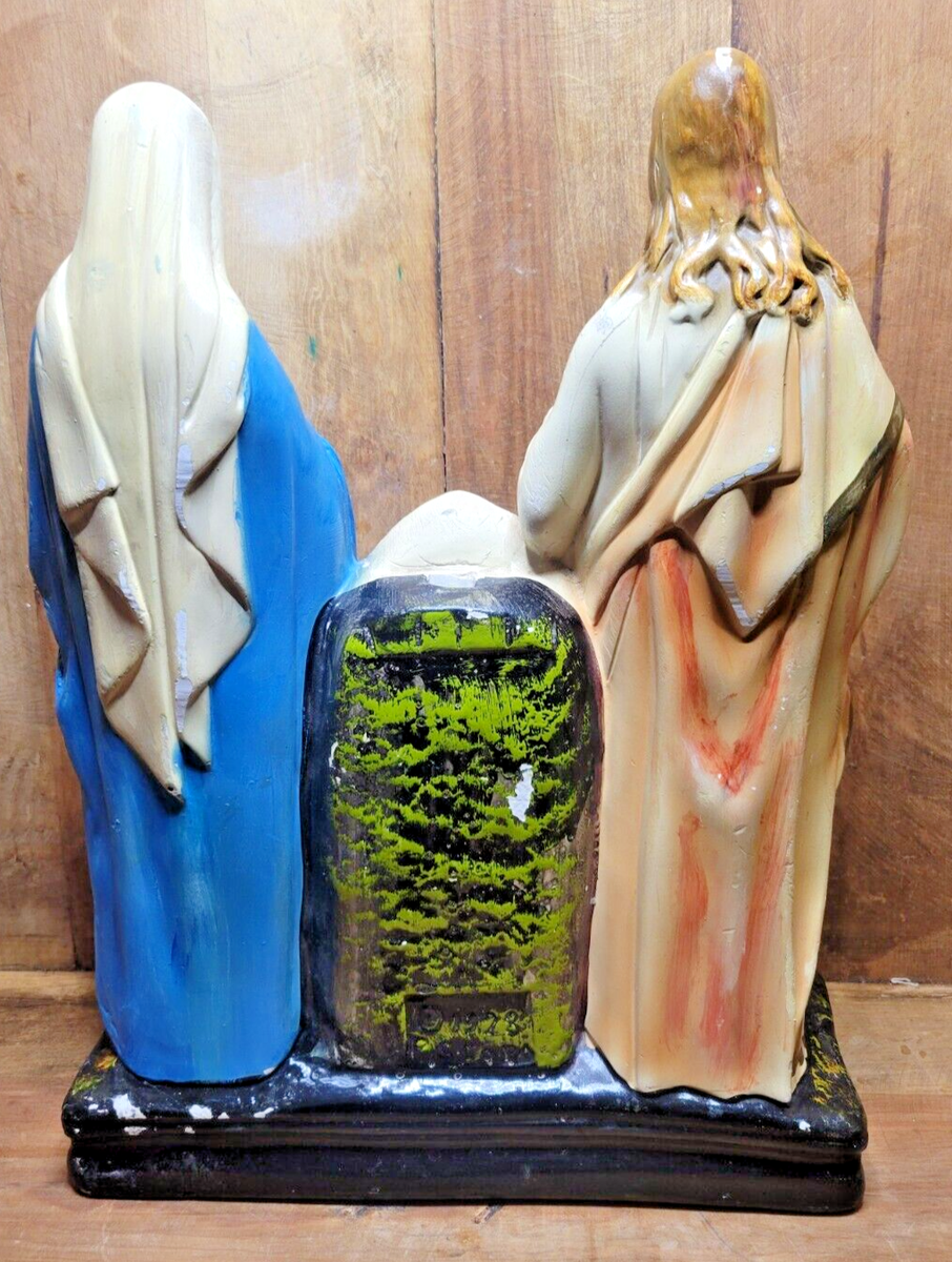 Chalkware Alter Statue Jesus Mary Sacred Heart 1928 PS COPA 15.75