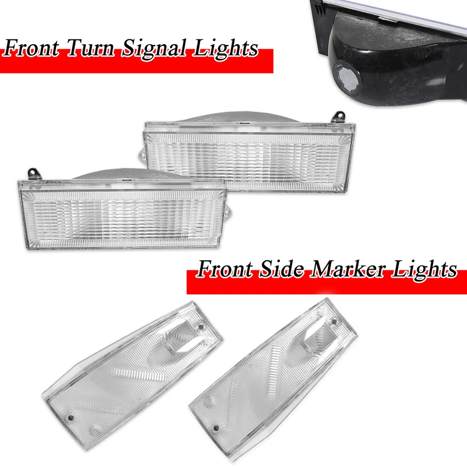 4 прозрачных передних сигнальных + габаритных фонаря для Jeep Cherokee 84–96 годов выпуска и Comanche 86–92 годов выпуска - Изображение 2 из 4