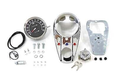 Chrome Three Light Dash Panel Kit with 2:1 Ratio Speedometer for Harley David