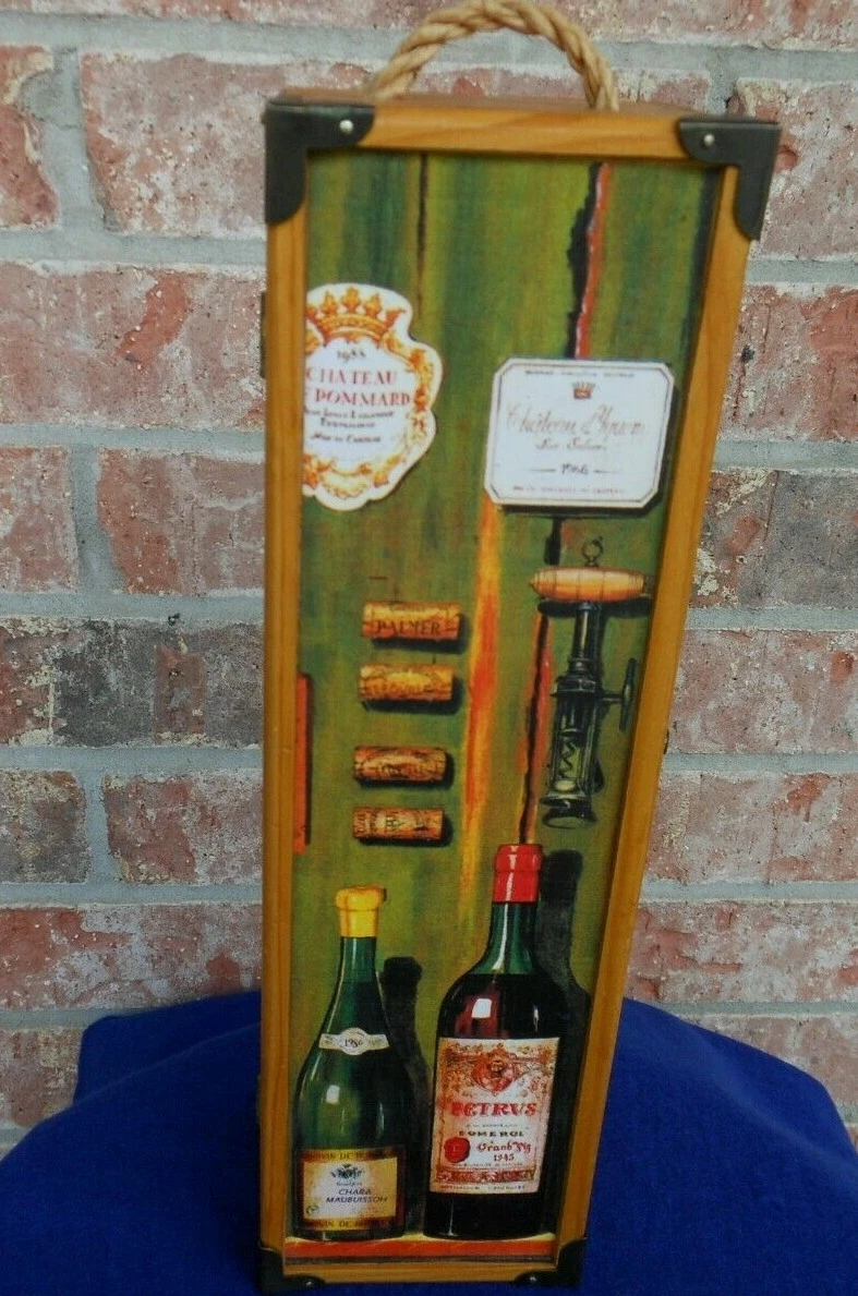 Wooden Wine Storage Box With Rope Handle And A Metal Latch 13 1 2
