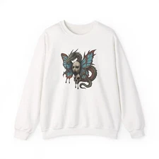 Unisex Crewneck Sweatshirt Fantasy Dragon Butterfly Horror Surreal