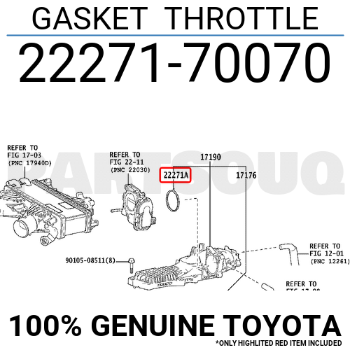 2227170070 Genuine Toyota GASKET THROTTLE 22271-70070 | eBay