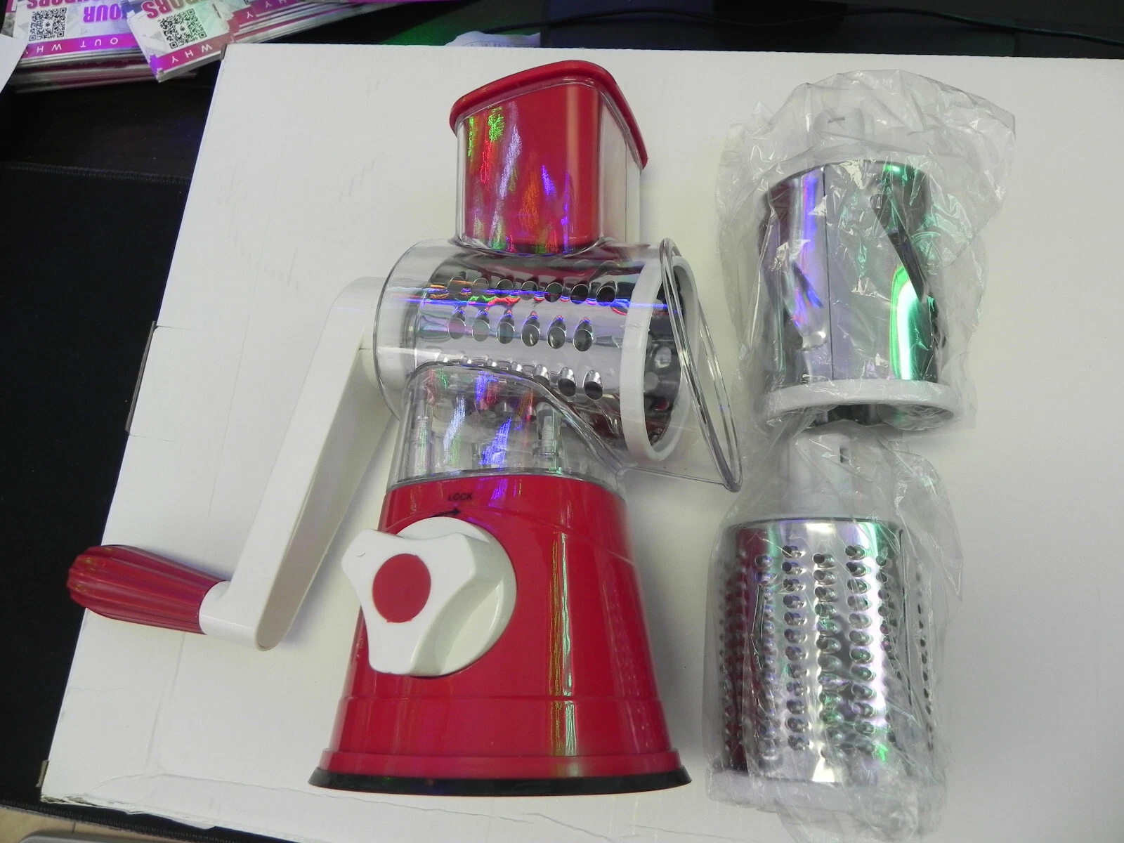 Rotary Cheese Grater -Manual Vegetable Slicer with Stainless Steel Peeler