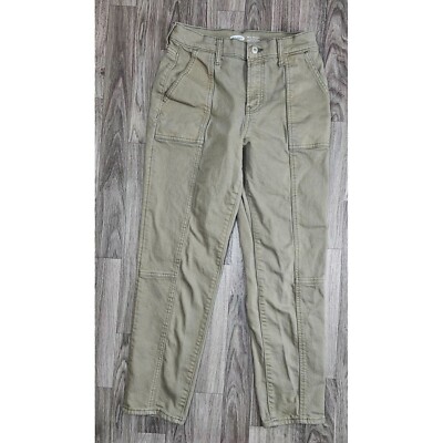 Old Navy Womens Size 2 Sky-Hi Straight Extra High Rise Pockets Olive Green Jeans