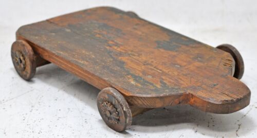 Vintage Wooden Small Service Tray on Wheels Original Old Hand Crafted - Bild 1 von 8