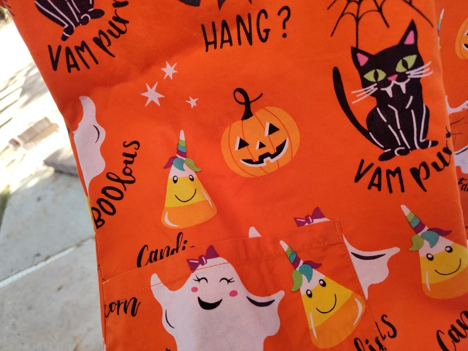 Camisa Exfoliante Para Mujer Naranja Fabuloso Halloween Medical Calzoncillo Fantasma y Gato Talla M Foto 4 de 4