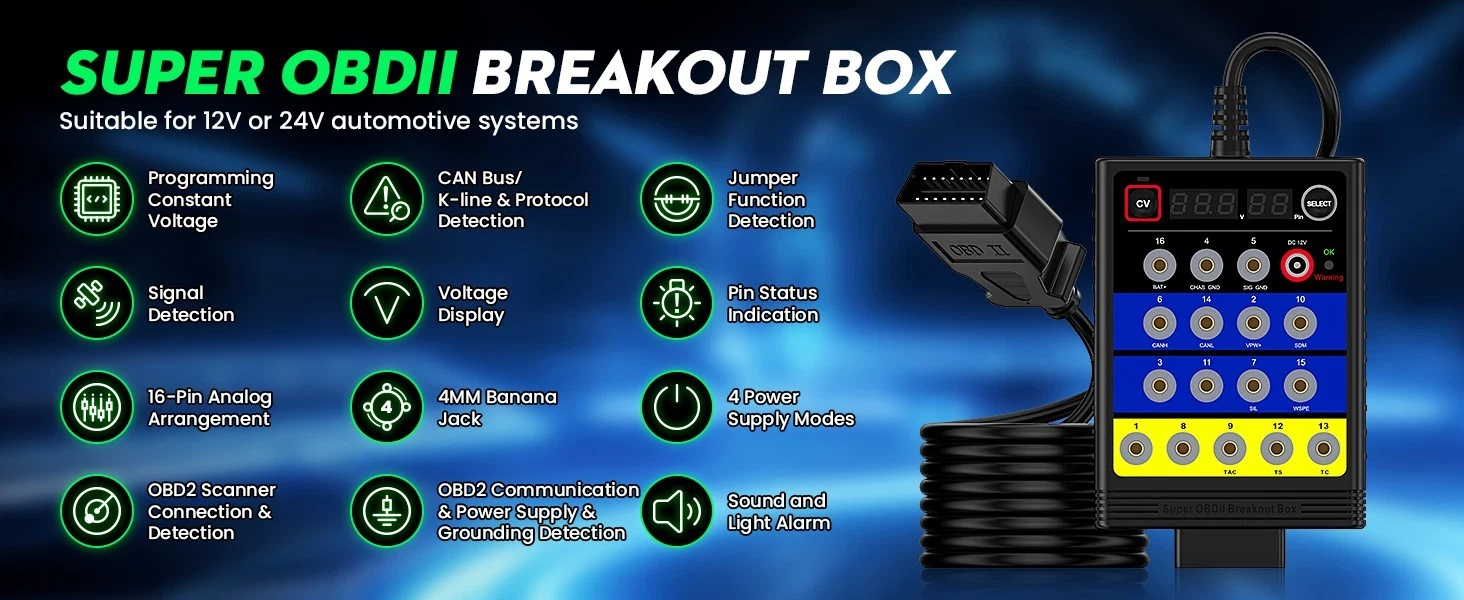 OBDResource BX-100 OBD2 ECU Breakout Box OBDII CAN Bus Tester&Protocol Detector - Picture 13 of 22