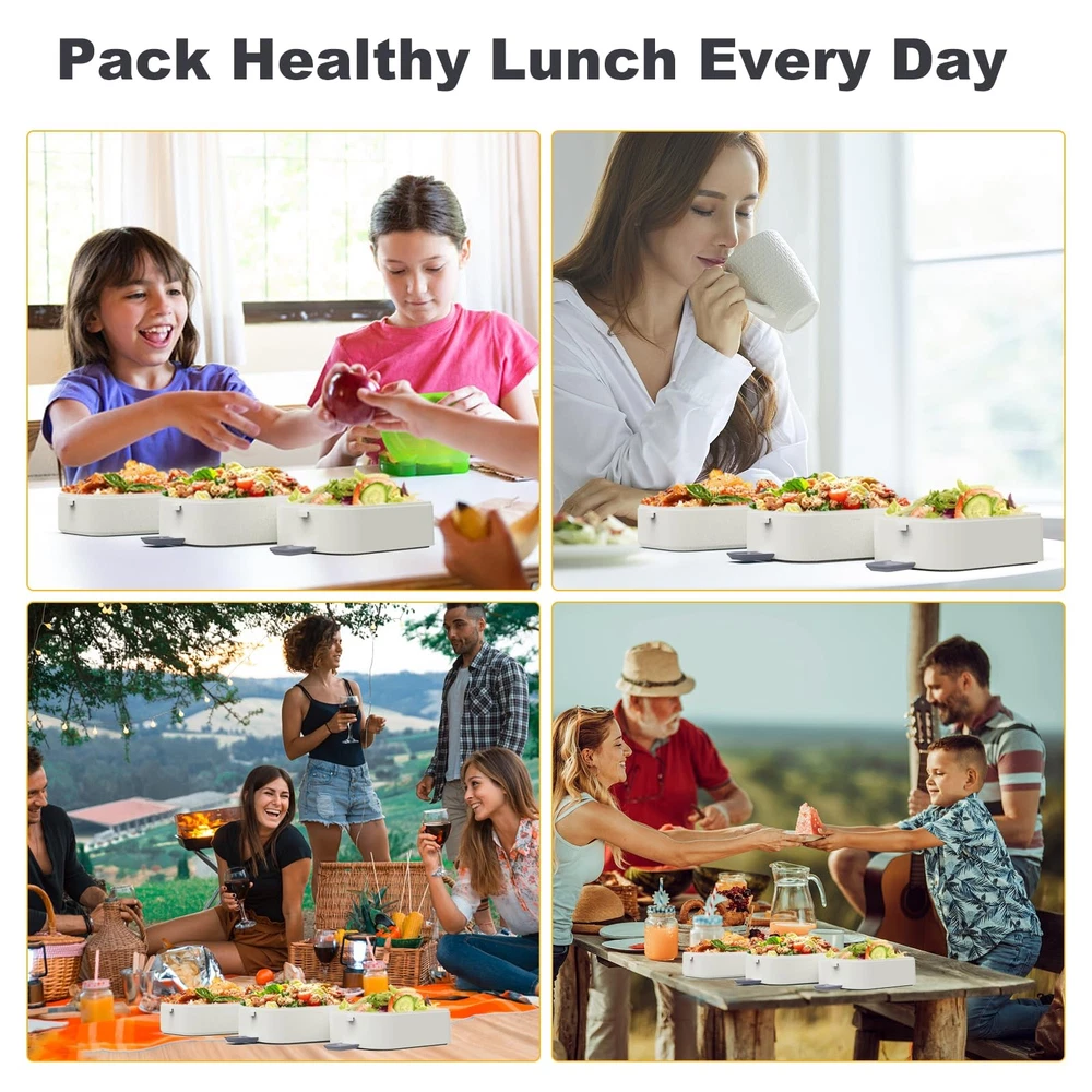 Stackable 3-Layer Bento Lunch Box 3000ML Large Capacity for Adults On-the-Go