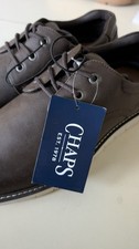 Chaps Men’s Brown Leather Lace-Up Derby Oxford Dress Shoes Round Toe Size 10