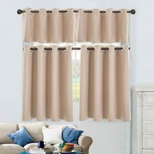 2 Panels Blackout Privacy Insulated Curtain Window Drapes Kitchen Tiers Valance