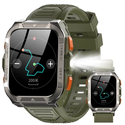 IOWODO Militär Smartwatch Herren mit GPS mit Telefonfunktion Fitnessuhr für Android iOS