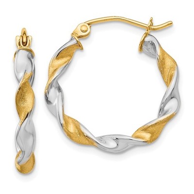14K Weißgold & Rhodium 2,0 mm gedrehte Creolen L-22 mm, B-21 mm 1,52 gm