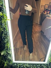 Tibi Black Ruched Ankle Skinny Pants With Embossed Polkadot Print