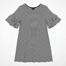 Karen Kane Striped Flutter Sleeve T Shirt Dress Black White Casual Womens XL