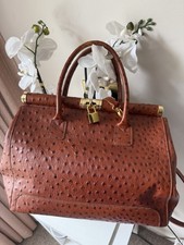 Giada Pelle Ostrich Leather Handbag with Shoulder Strap