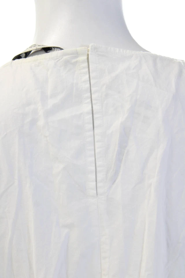 Maxi Vestido Zara Mujer Caftán Blanco Sin Mangas Algodón Geométrico Azteca Talla XL Foto 4 de 4