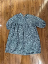 Everlane Navy Floral Puff-Sleeve Casual Dress
