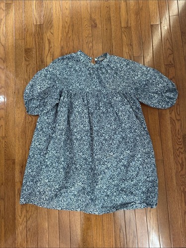 Everlane Navy Floral Puff-Sleeve Casual Dress