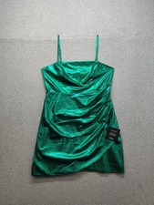 Lulus Women Dress M Green Sheath Mini Sleeveless Spaghetti Strap Faux Wrap Wear
