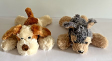 2 Aurora Flopsie Dogs Plush Puppies Brown Gray 9" SOFT Stuffed Animals Toy