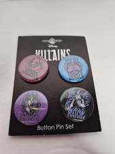 Juego de 4 Pin Botón Villanos Disney Set Cicatriz Úrsula Maléfica Hades Nuevo