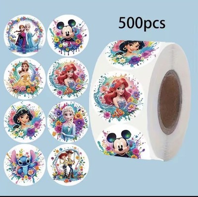 500 Stück Disney Mix Anime Aufkleber Rolle süß Prinzessin Mickey Mouse Kinder Party