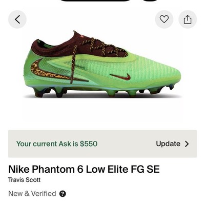 Nike Travis Scott Phantom 6 Low Elite Soccer Cleats cactus jack  size 10 men s 