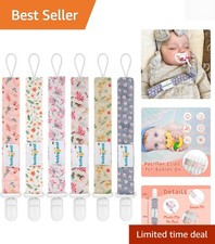 Durable Floral Pacifier Clips - 6 Pack with Multi-Functional Use for Babies