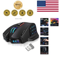 Ergonomic 18-Button Wireless Gaming Mouse - Max 16400 DPI & Long Battery Life