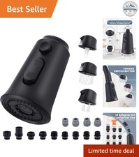 Kitchen Faucet Head Replacement 3 Function Matte Black Compatible with Moen
