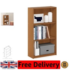 Elegante Libreria Moderna a 3 Livelli per Soggiorno e Casa Ufficio, Ciliegio Chiaro