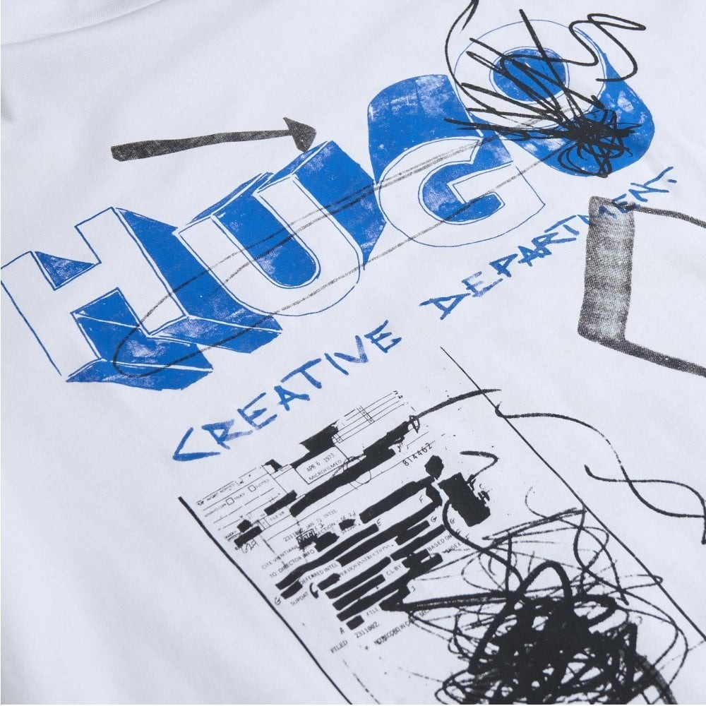 HUGO BOSS Nugoscrib White Blue T-Shirt Jersey Cotton Crewneck Lightweight 2XL 7890₽