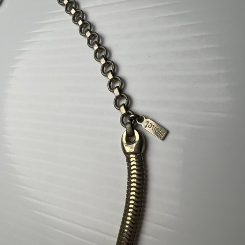 MONET Chunky Gold Tone Vintage 60s 70s Cable Cord Rope Chain Necklace 16” - Picture 3 of 9