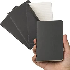 Pocket Notebook, 4 Pack Thin Cover Small Notebook for Black Cover Ruled Paper