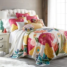 - Grandiflora Quilt Set - King/Cal King Quilt + Two King Pillow Shams - Multi...